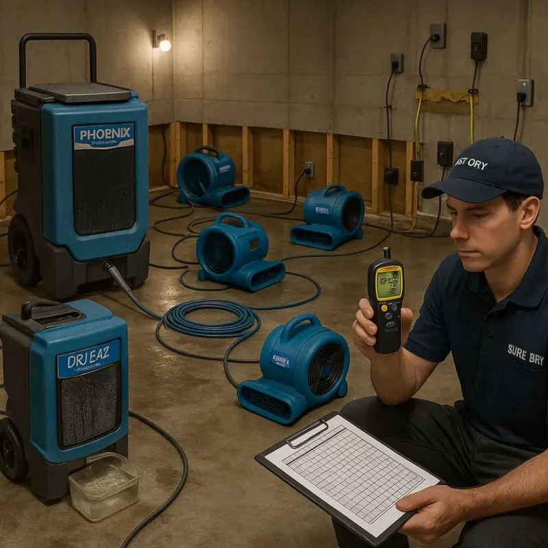 Structural Drying and Dehumidification process in Plymouth, NC